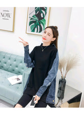 Kombinieren Sie Denim Patchwork Sweatshirt